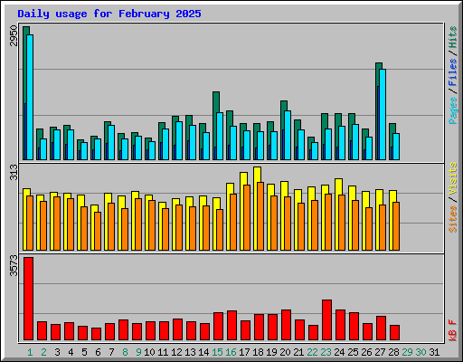 Daily usage for February 2025